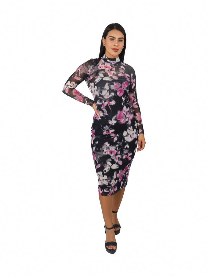 Vestido Midi Mesh Steve Madden Negro y Orquídea para Mujer