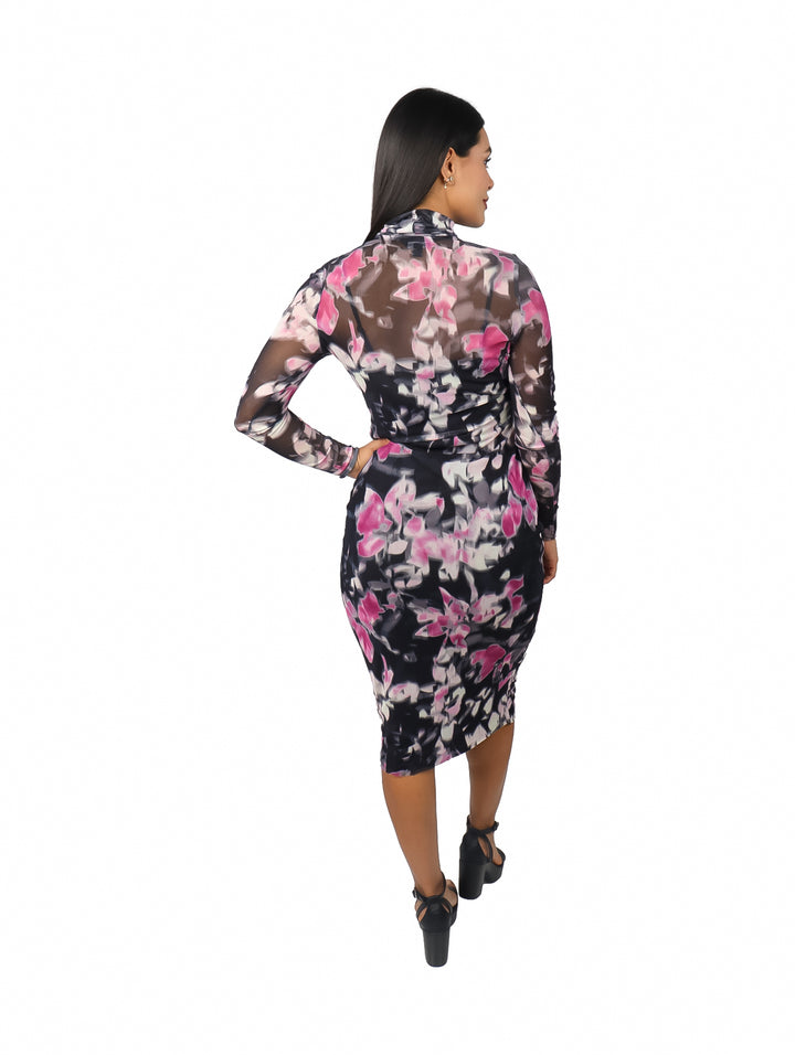 Vestido Midi Mesh Steve Madden Negro y Orquídea para Mujer