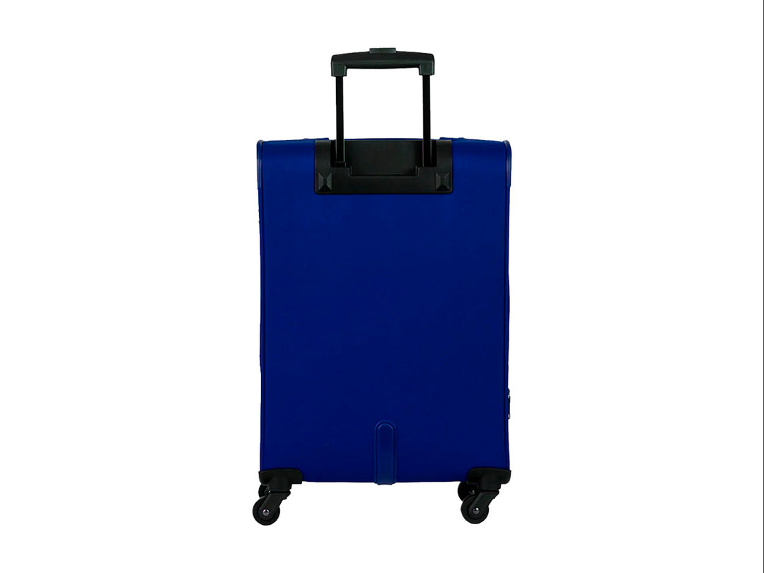 Maleta de viaje Samsonite color azul con ruedas y asa extensible.