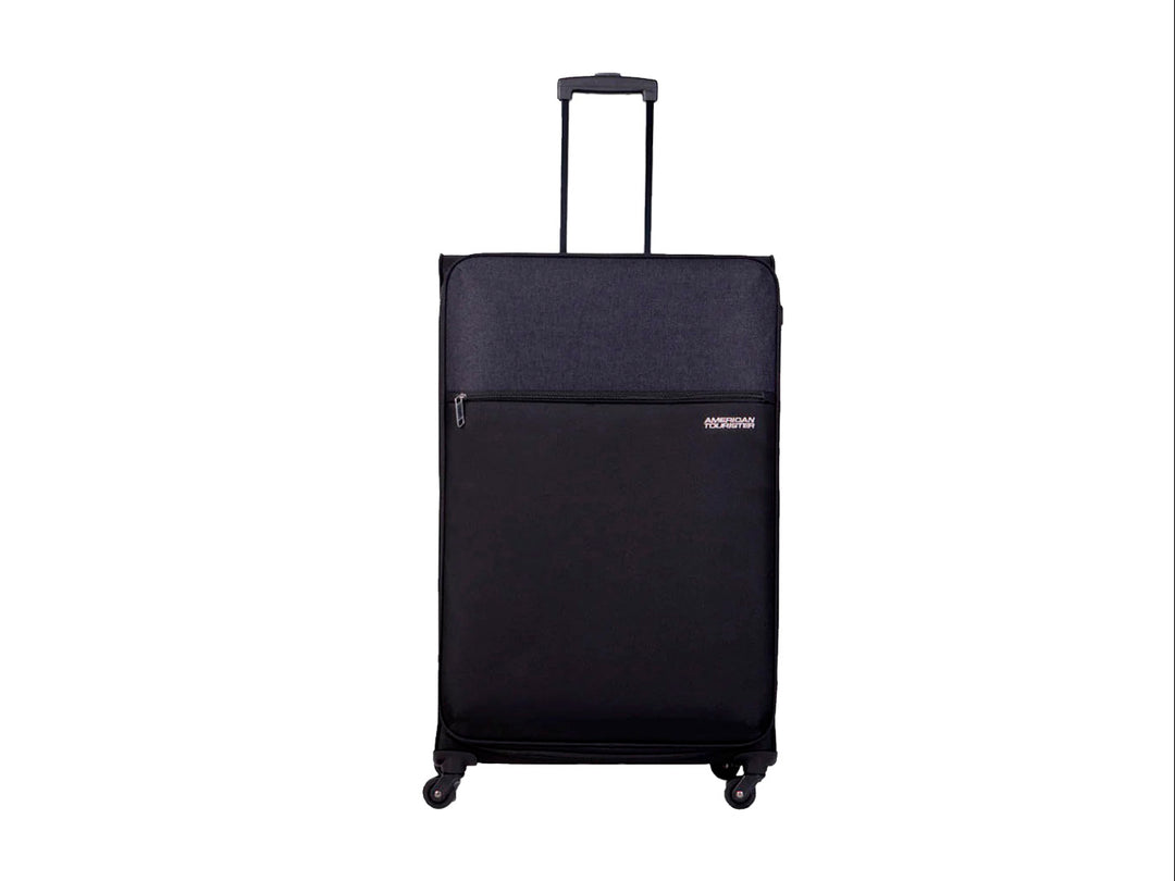 Maleta Samsonite Frankfurt de 24 pulgadas en color negro con detalles en gris y ruedas multidireccionales.