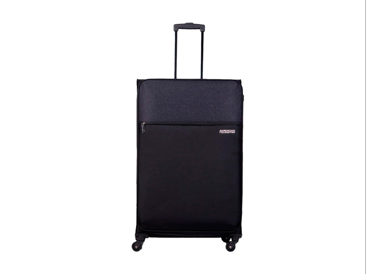 Maleta Samsonite Frankfurt de 24 pulgadas en color negro con detalles en gris y ruedas multidireccionales.