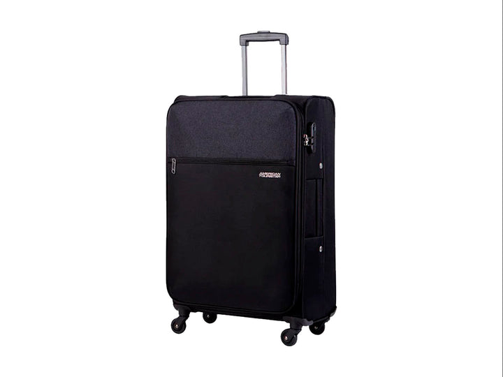 Maleta Samsonite Frankfurt de 24 pulgadas en color negro con detalles en gris y ruedas multidireccionales.