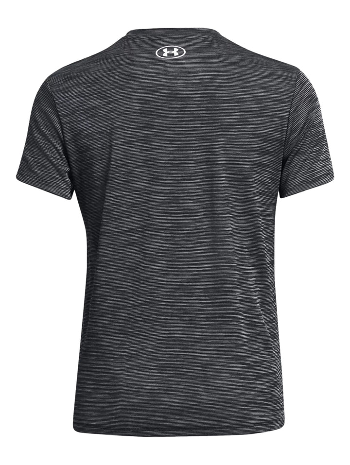 Camiseta deportiva de manga corta color negro texturizado con logo de Under Armour.