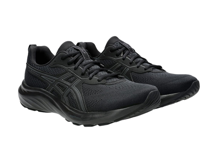 Tenis deportivos ASICS Gel Contend 9 en color negro, vista lateral sobre fondo blanco.