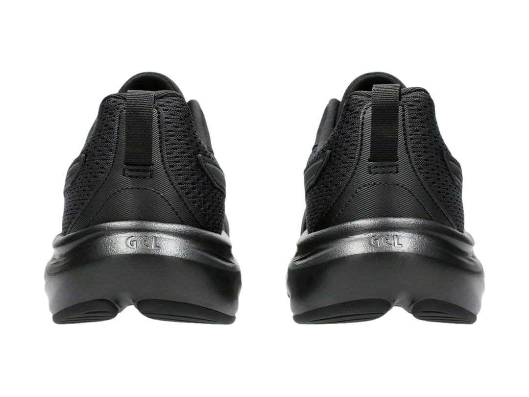 Tenis deportivos ASICS Gel Contend 9 en color negro, vista lateral sobre fondo blanco.