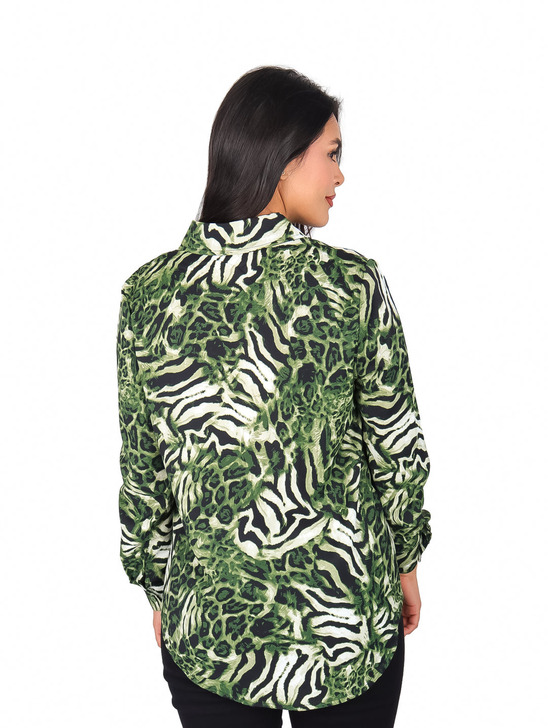 Camisa SR Pedro Animal Print Verde para Mujer