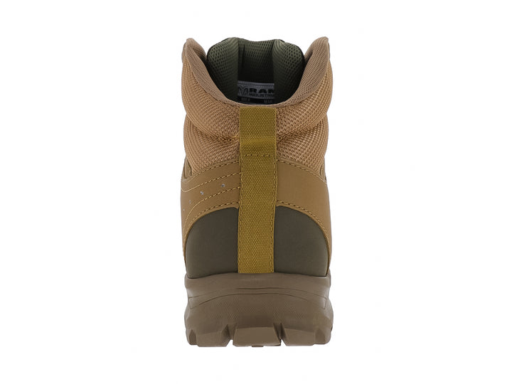 Bota táctica RAM de corte alto en colores coyote y olivo con suela track.