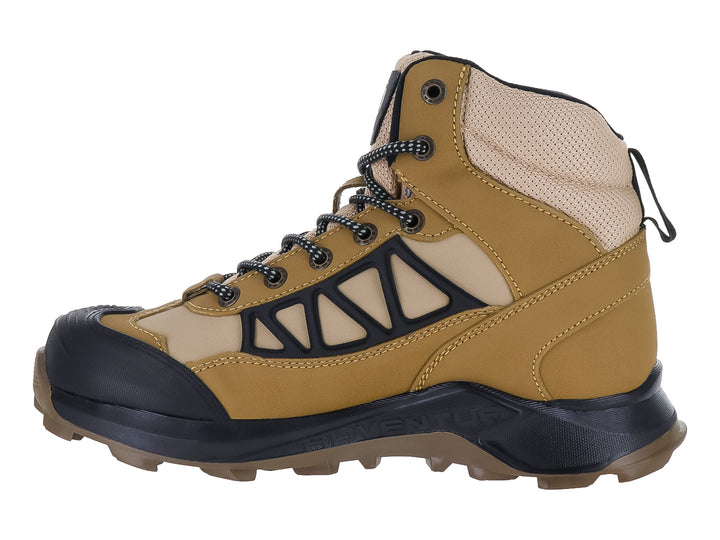 Bota táctica RAM color coyote beige con detalles y suela en color negro.