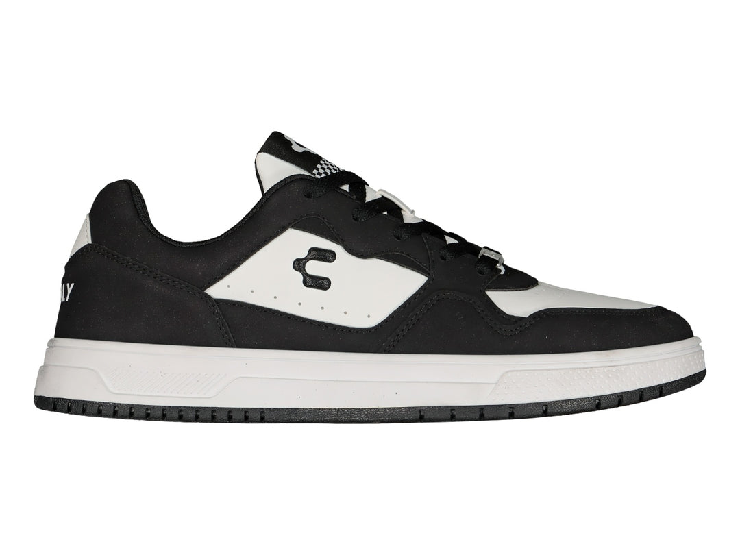 Tenis deportivos Charly en colores blanco y negro con suela blanca y diseño casual.