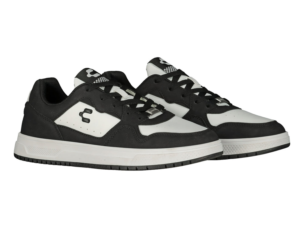 Tenis deportivos Charly en colores blanco y negro con suela blanca y diseño casual.