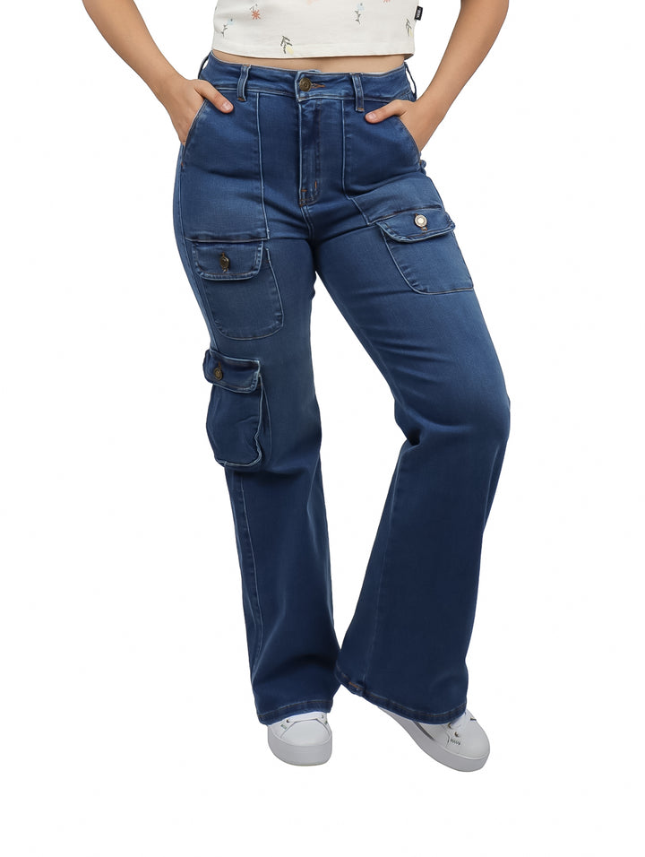 Jeans Cargo Campana Dolce and Amaro Doble Stone para Mujer