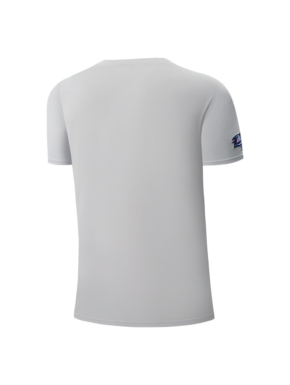 Jersey de béisbol color gris con letras 'NEW YORK' y logo NY en azul, corte loose fit.