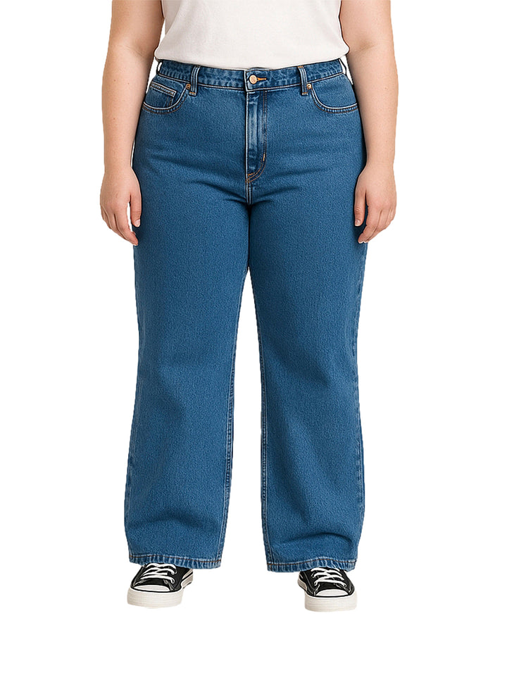 Pantalones jeans rectos de color azul oscuro para Mujer.