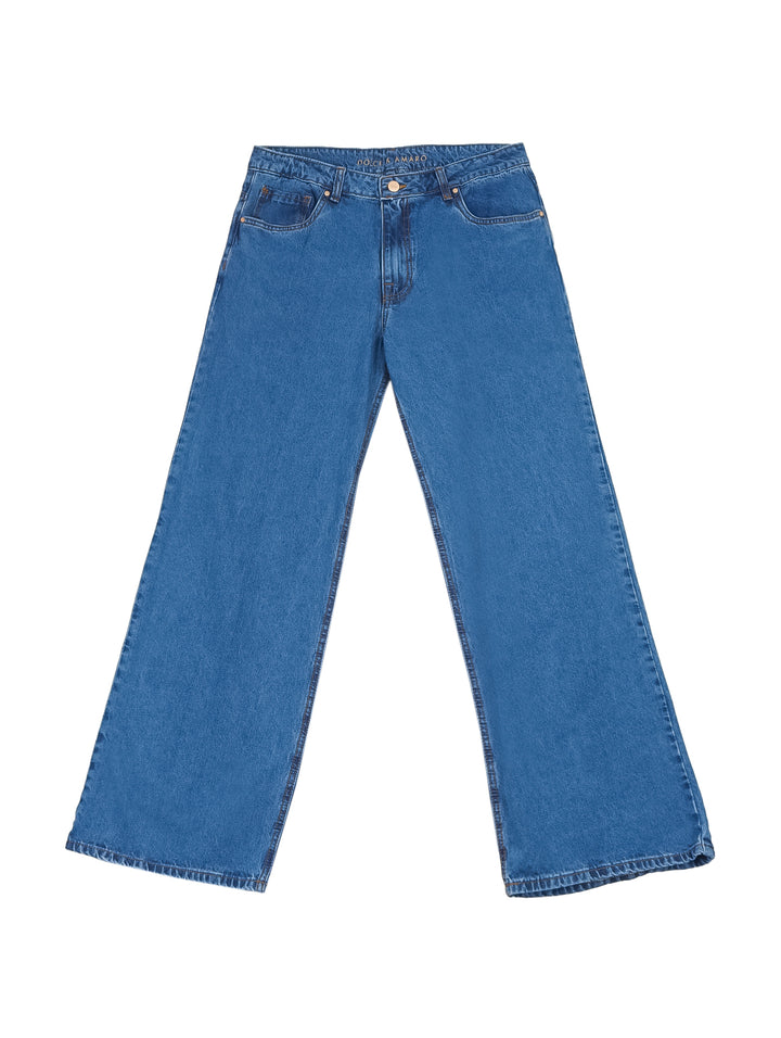 Pantalones jeans rectos de color azul oscuro para Mujer.