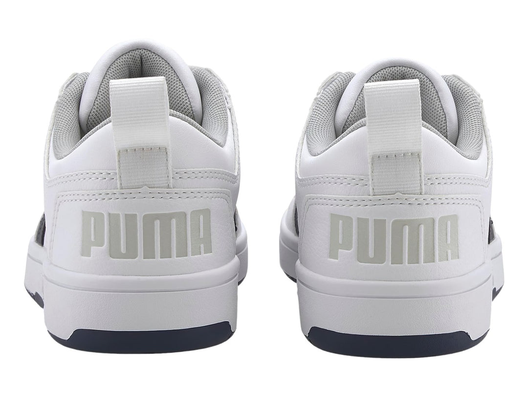 Tenis PUMA Rebound Layup Lo SL Blanco y Azul Marino para Niño
