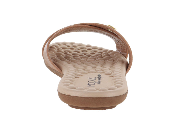 Sandalia Modare color nude con tiras cruzadas y plantilla acolchada para mujer.