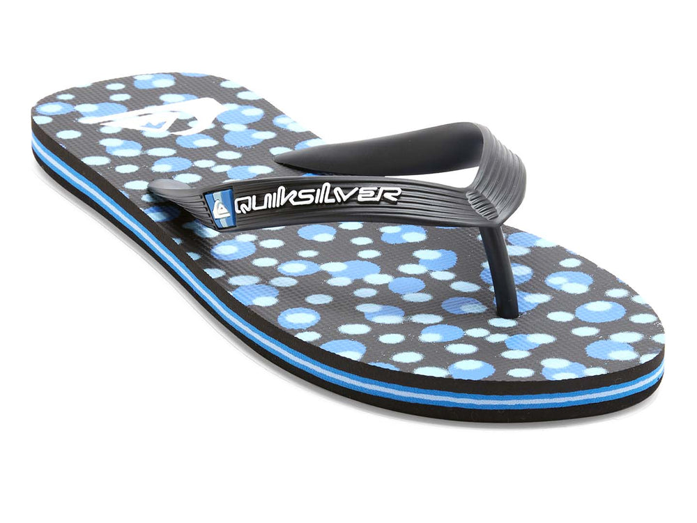 Sandalias Quiksilver color azul con estampado y tiras negras para Hombre.