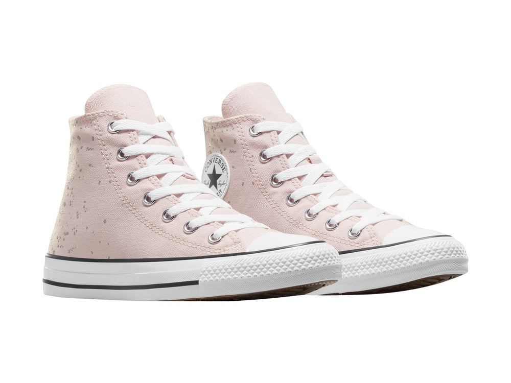 Tenis Converse botín en color rosa pálido con detalles y suela en color blanco.