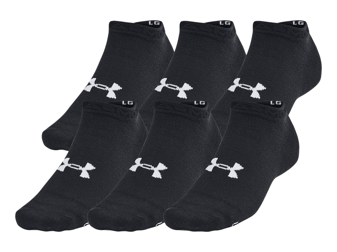 Pack de 6 calcetines deportivos cortos color negro con logotipo blanco de Under Armour.