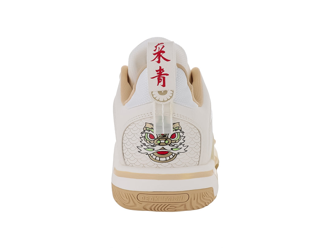 Tenis de baloncesto PEAK color beige con malla transpirable y suela amortiguada