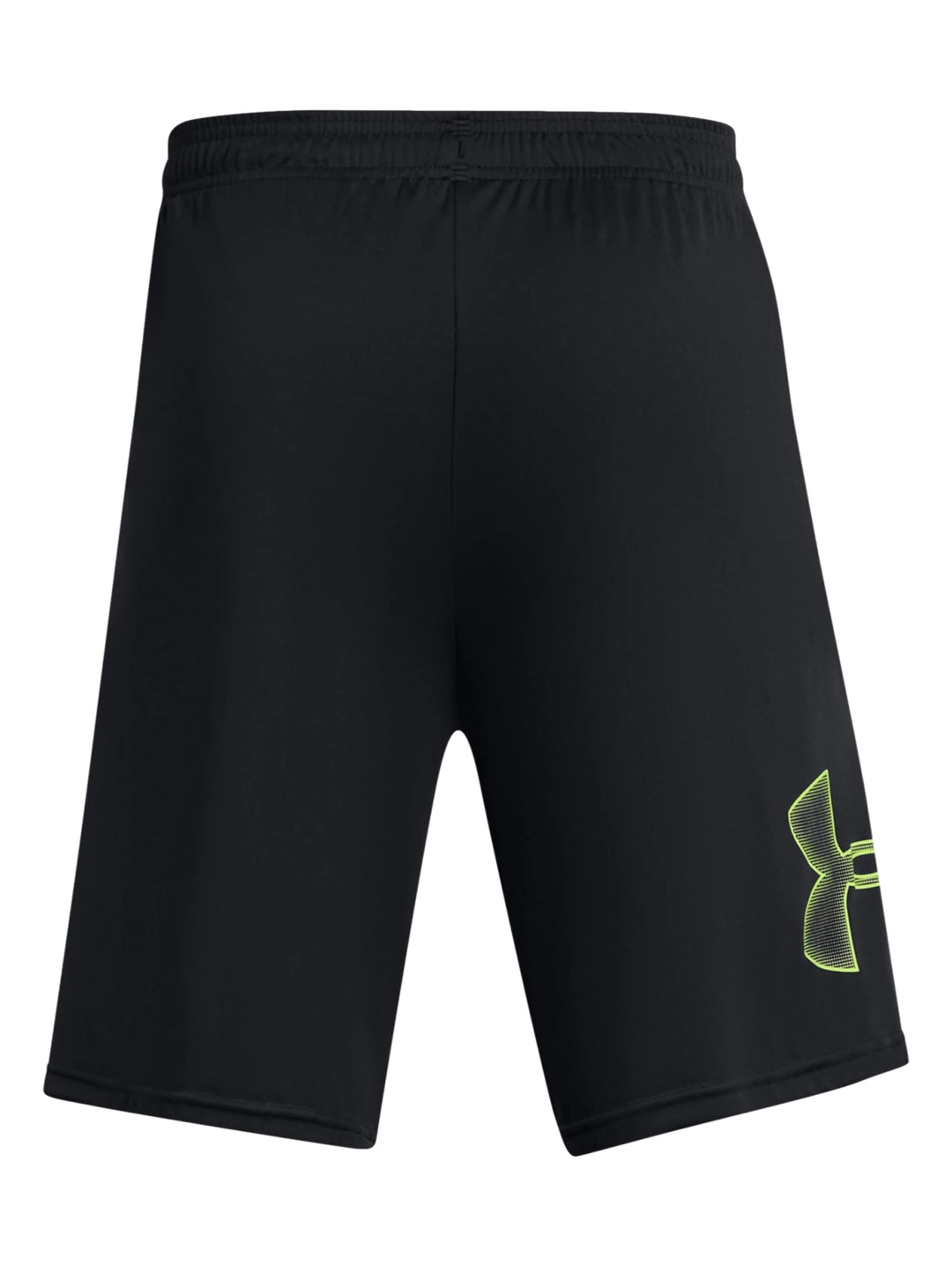 Shorts deportivos negros de Under Armour con logo gráfico en el costado.