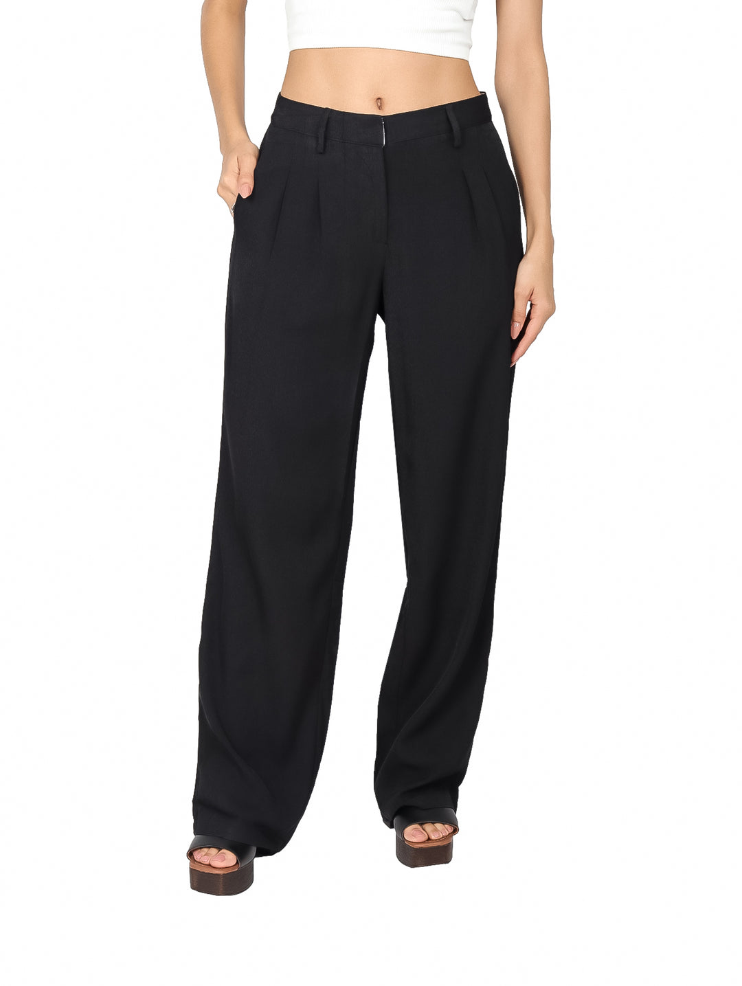 Pantalón de Vestir ATOK Negro con Pinzas para Mujer