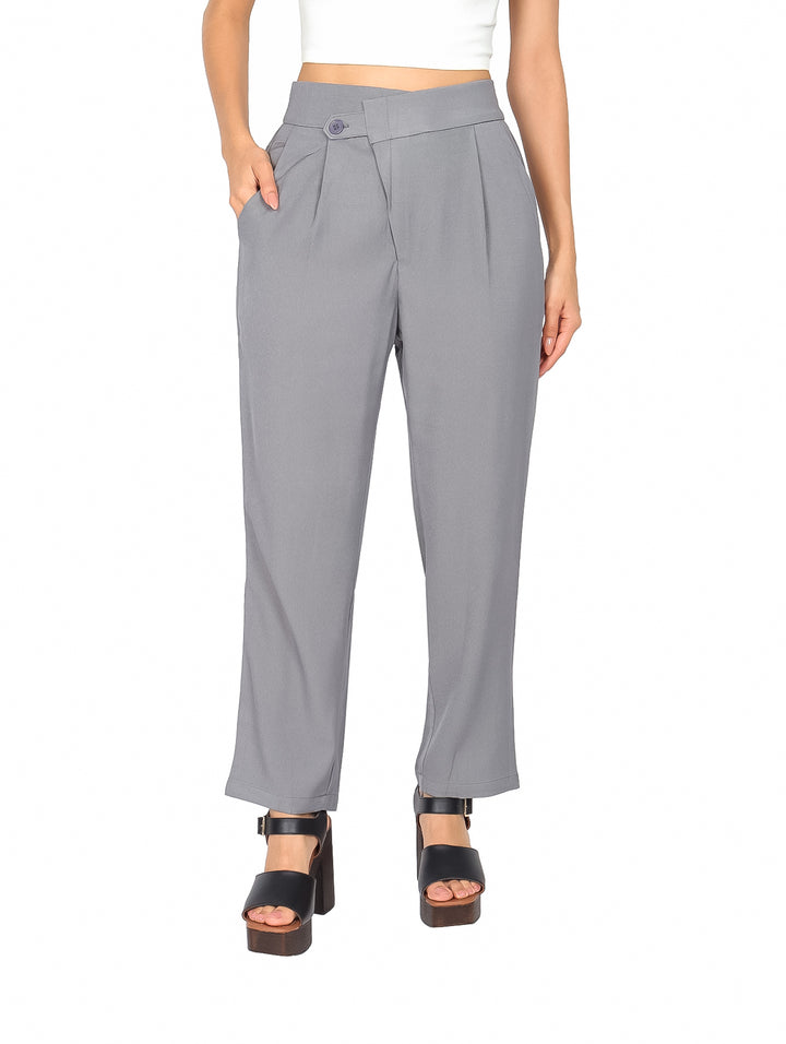 Pantalón ATOK Gris con Pinzas para Mujer