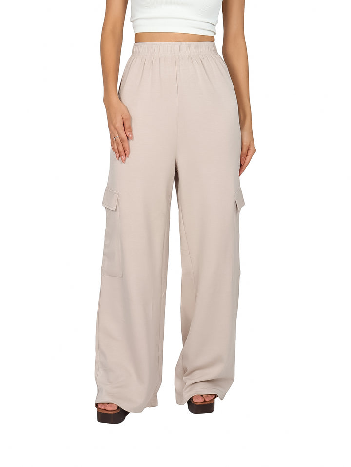 Pantalón Cargo ATOK Beige Pata de Elefante para Mujer