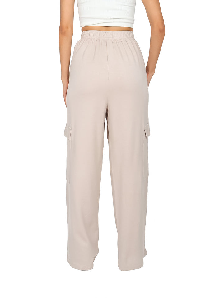 Pantalón Cargo ATOK Beige Pata de Elefante para Mujer