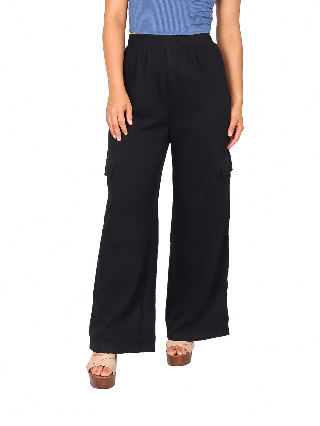 Pantalón Cargo ATOK Negro Pata de Elefante para Mujer