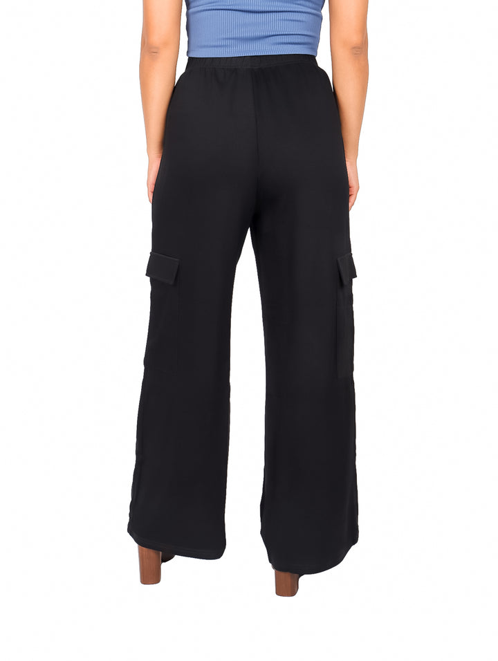 Pantalón Cargo ATOK Negro Pata de Elefante para Mujer