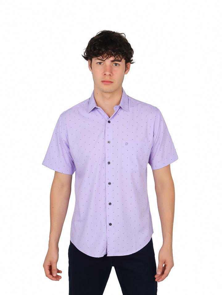 Camisa John Henry Manga Corta Lila para Hombre