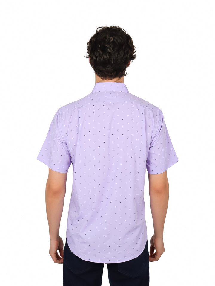 Camisa John Henry Manga Corta Lila para Hombre
