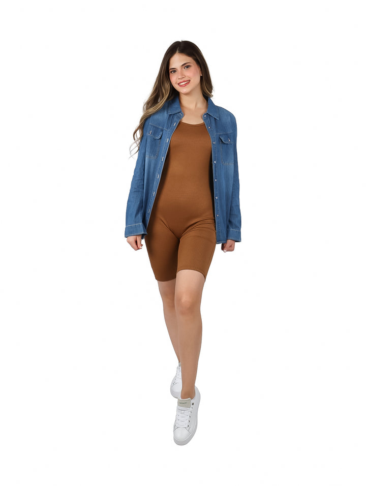 Jumpsuit Corto Juliana Favela Color Canela para Mujer