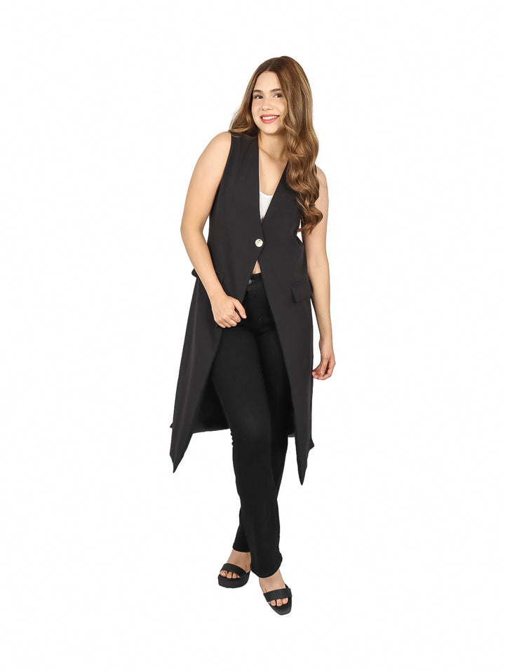 Chaleco Largo Exotica Negro para Mujer