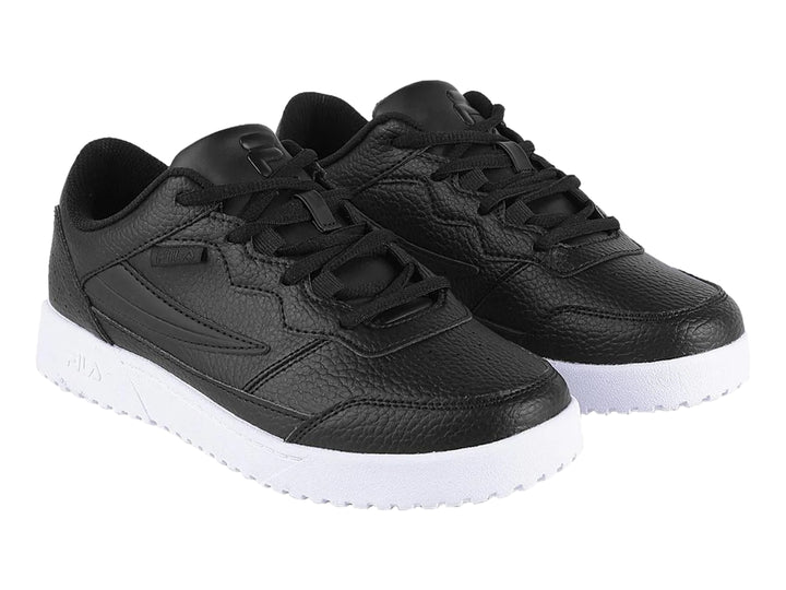 Tenis FILA Octavio Low color negro con suela blanca ancha y textura de cuero granulado.