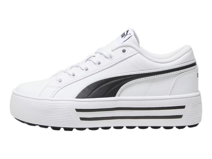 Tenis PUMA Kaia 2.0 blancos con detalle negro y suela de plataforma.