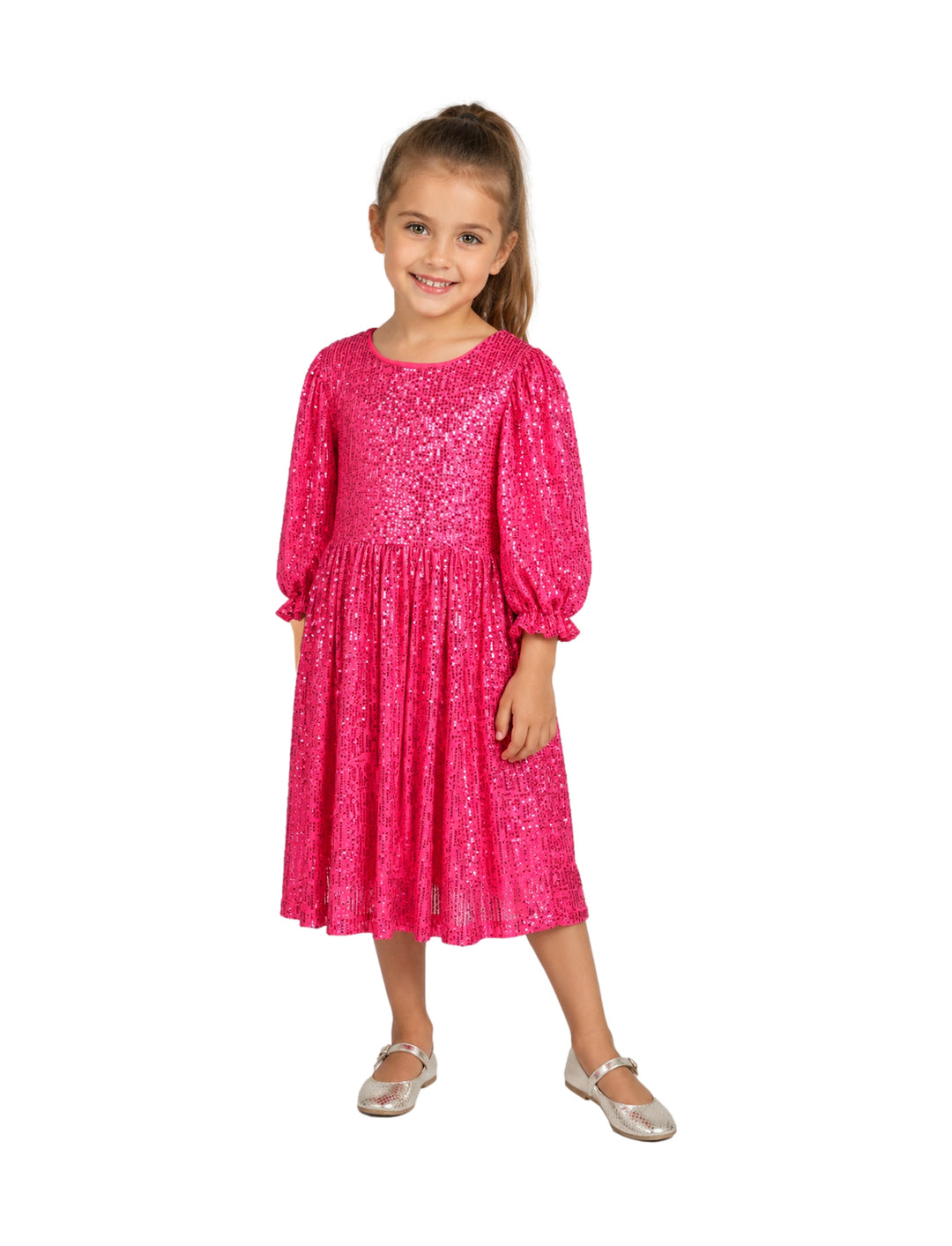 Vestido Sweet Little Fucsia con Lentejuelas para Niña