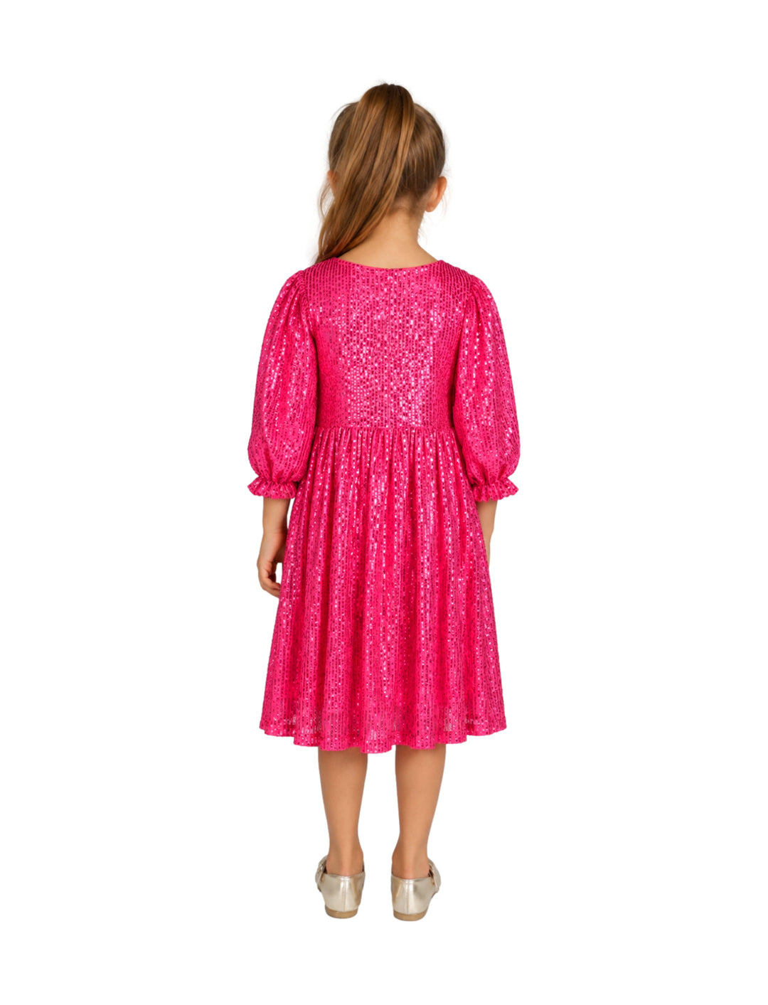 Vestido Sweet Little Fucsia con Lentejuelas para Niña
