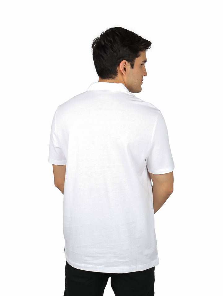 Playera Polo Perry Ellis Blanco con Rayas para Hombre