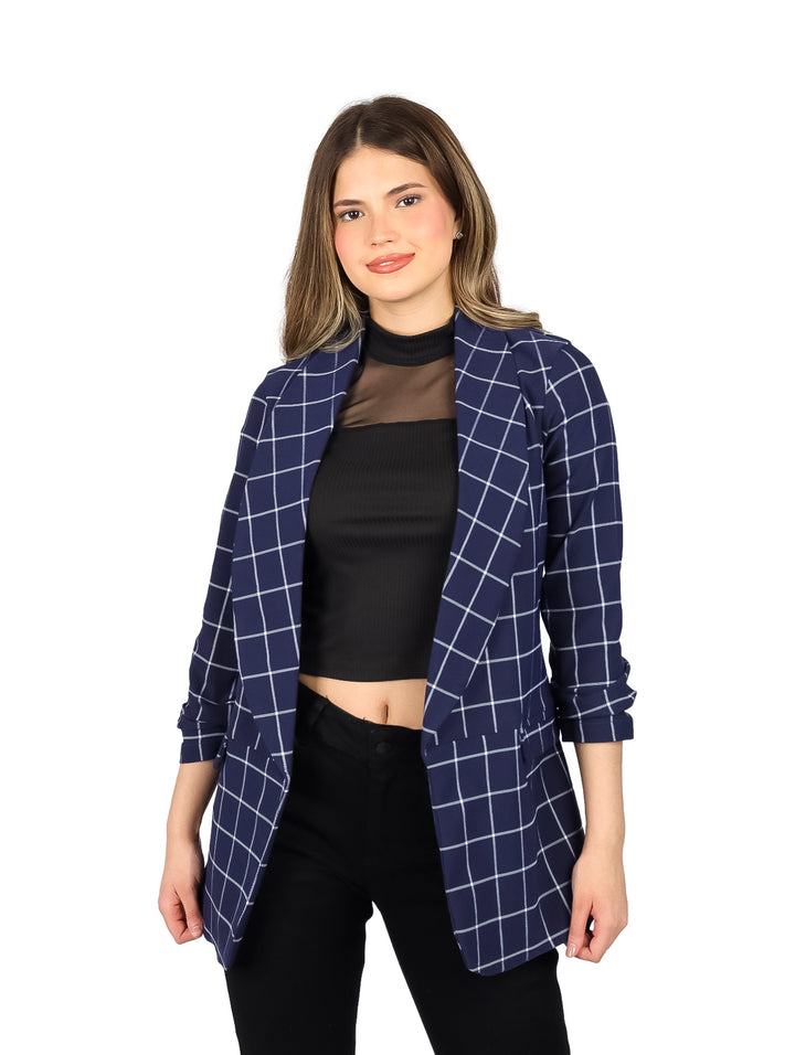 Saco Exotica Cuadriculado Marino para Mujer