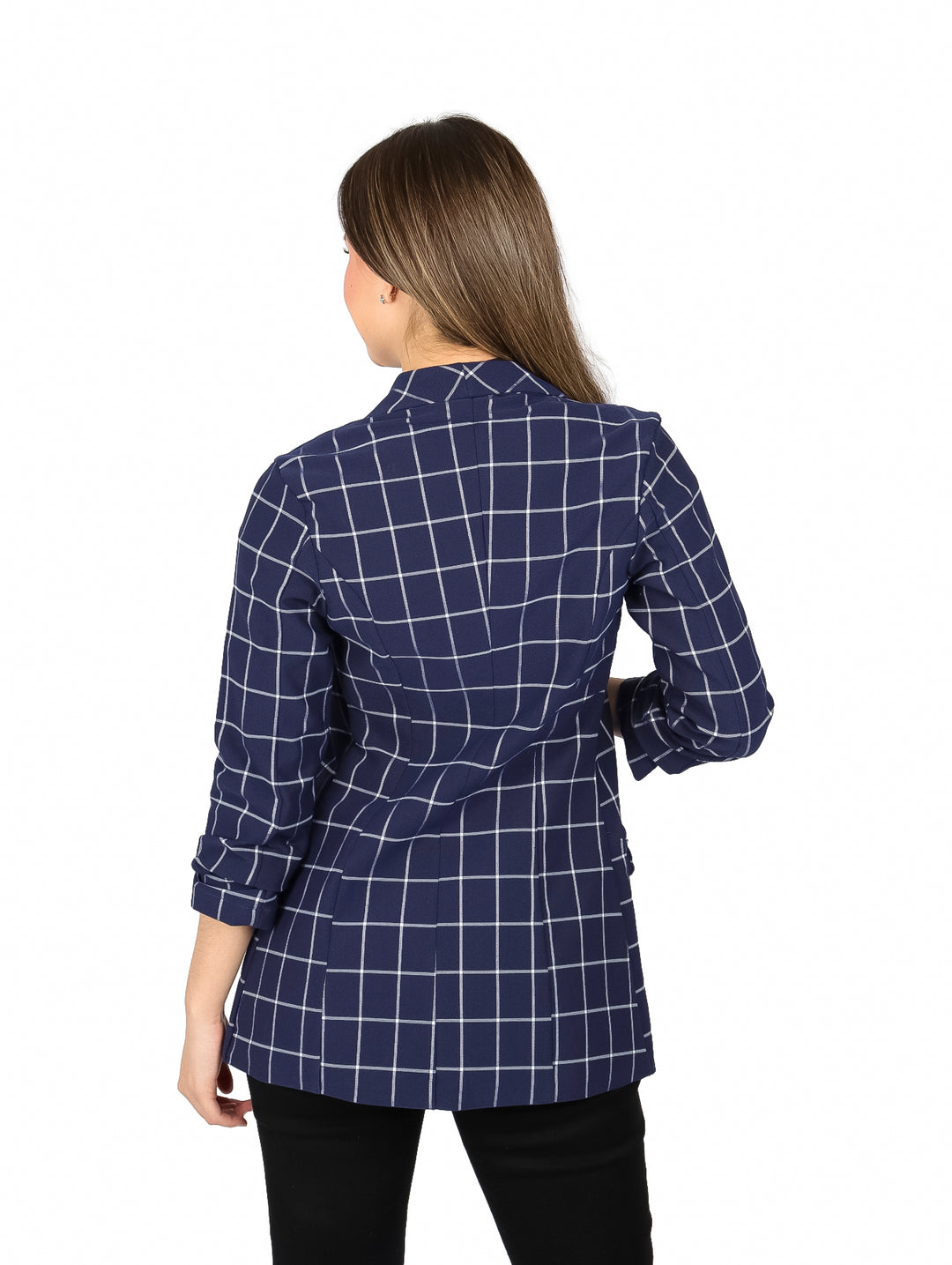 Saco Exotica Cuadriculado Marino para Mujer