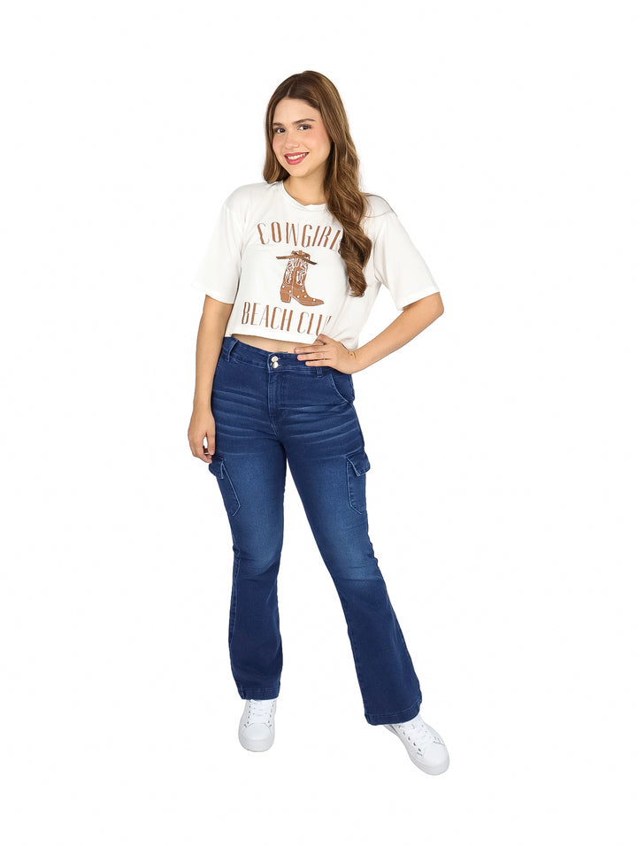 Jeans Cargo Campana Jeanswest Azul para Mujer