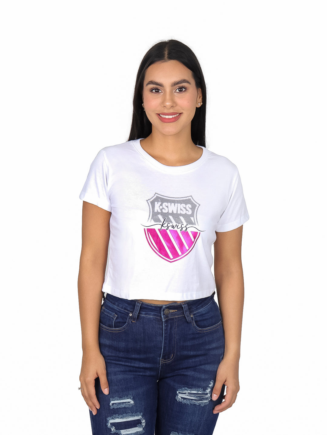 Playera K-SWISS Blanca Crop Top para Mujer