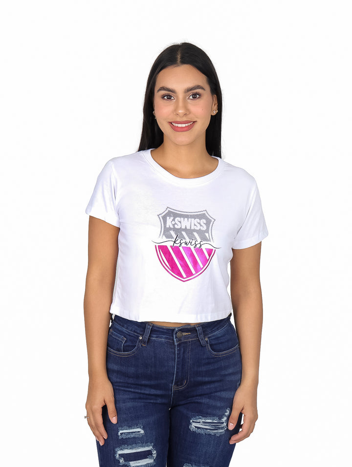 Playera K-SWISS Blanca Crop Top para Mujer