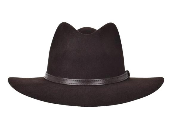 Sombrero vaquero Cuadra en color chocolate con banda de piel y copa moldeada.