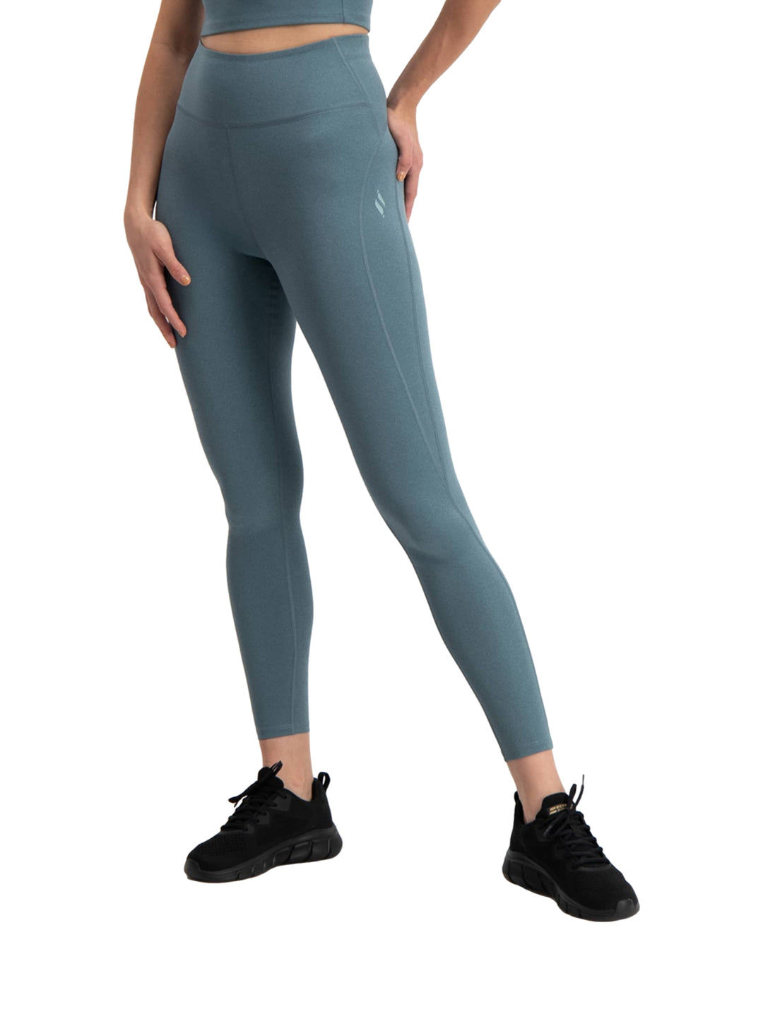 Leggings deportivos ajustados de color verde para mujer marca Skechers.