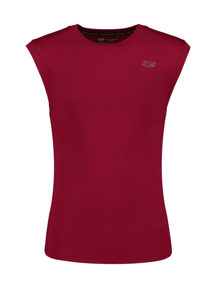 Camiseta deportiva sin mangas de color rojo marca Skechers para Hombre.