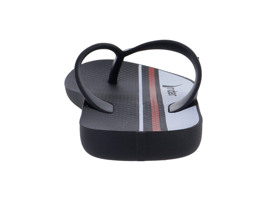 Sandalias Rider infantiles color negro con detalle blanco y logo rojo, estilo urban thong.
