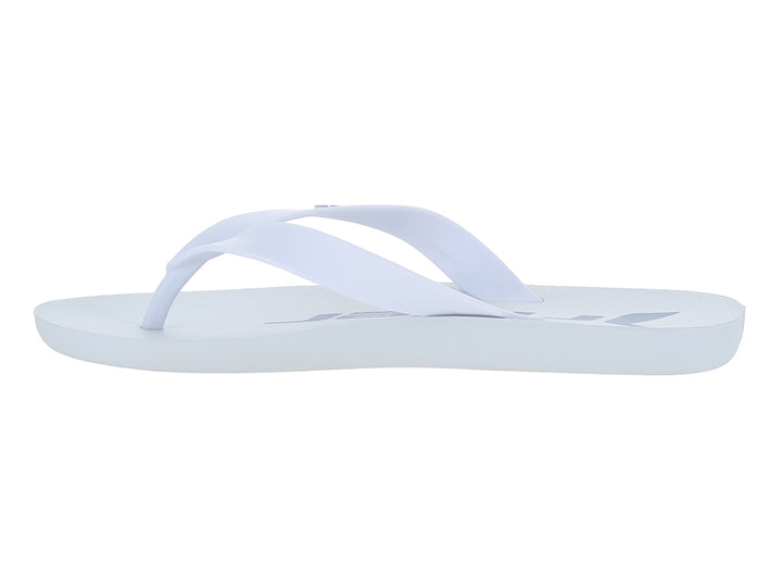 Sandalia Rider de dedo color blanco con logotipo en azul.